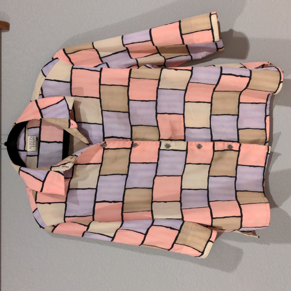 VTG Vintage Allison Daly Petites Button Down Block Shirt